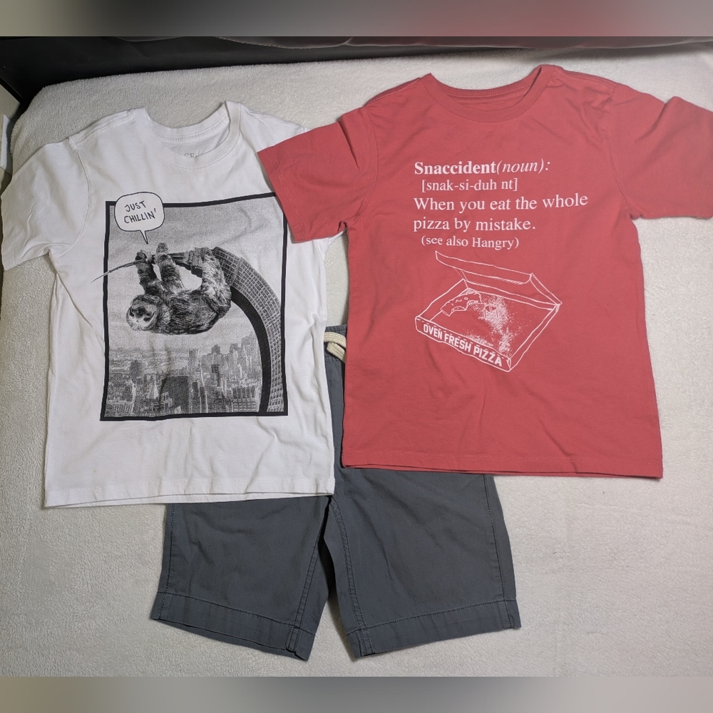 Graphic T-Shirts and Gray Shorts Set